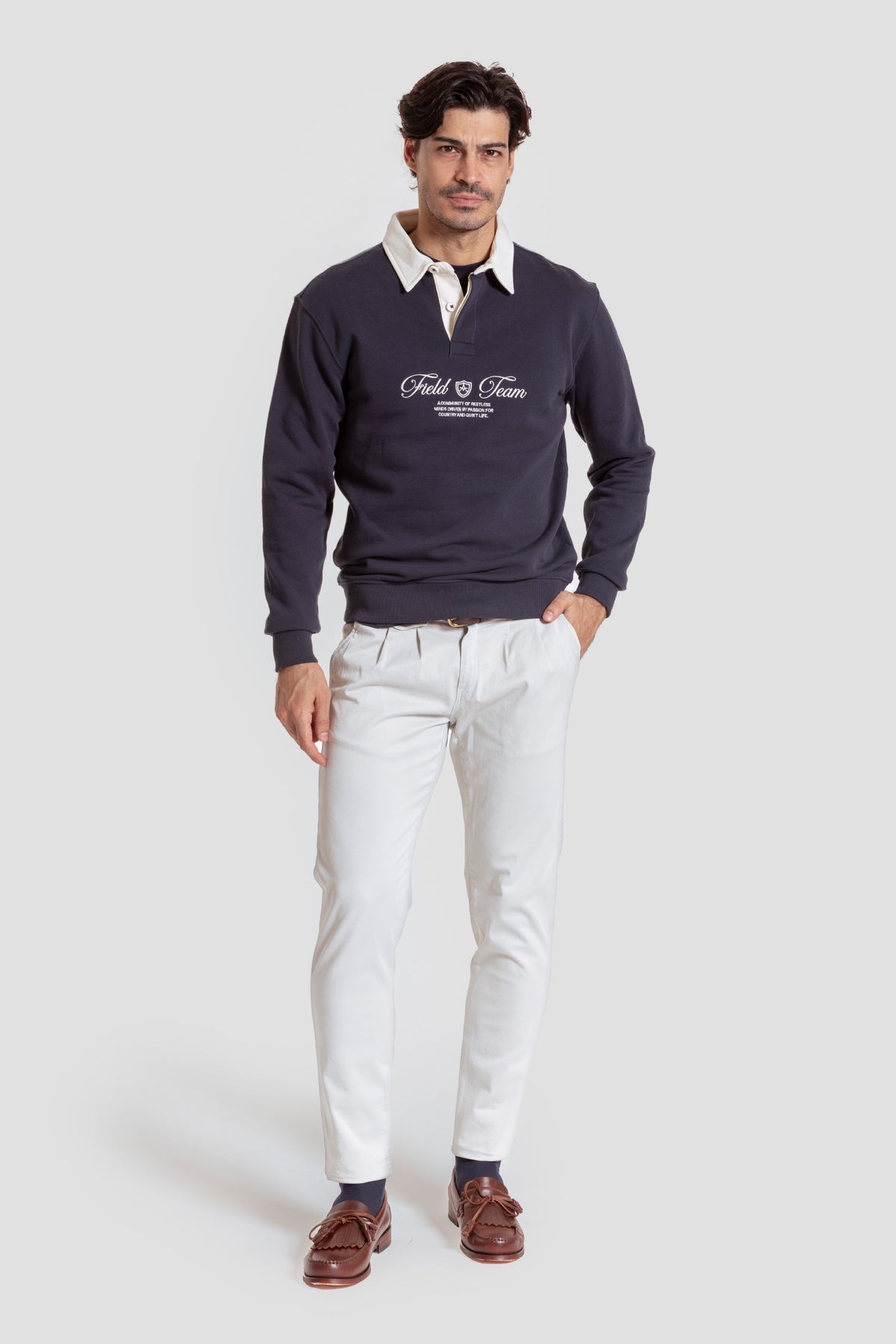 Sudadera la vaquera cuello blanco azul marino