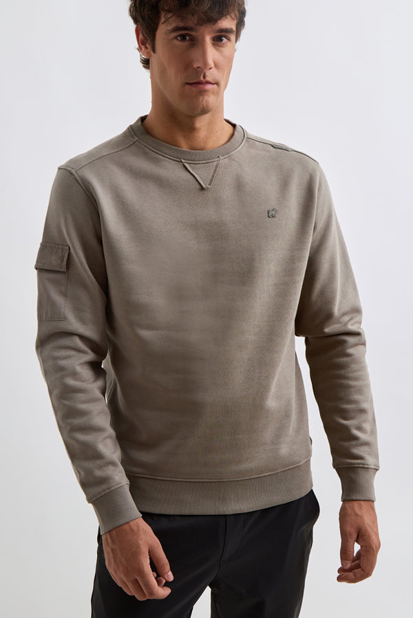 Sudadera williot con bolsillo beige