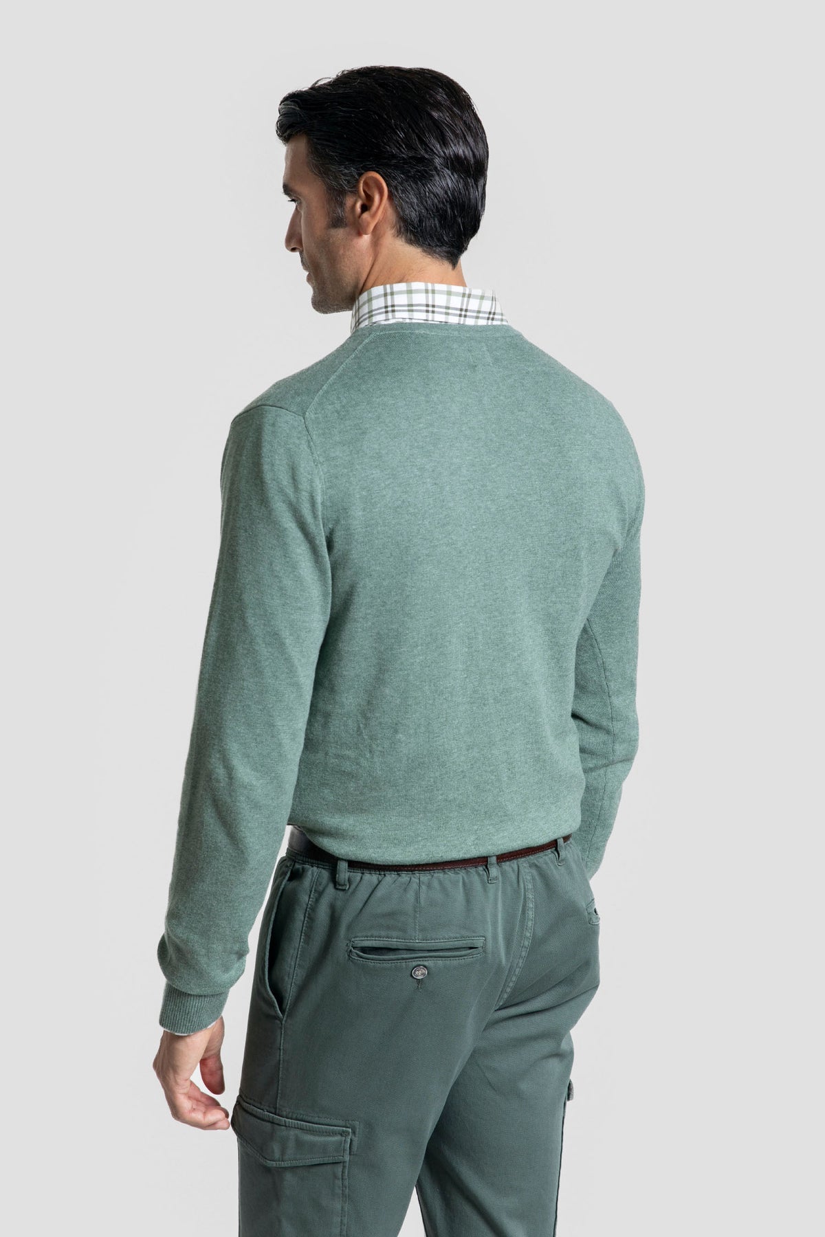 Jersey cuello pico la vaquera verde hoja